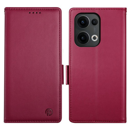 DF-010 For Oppo Reno13 Pro 5G Stand Case PU Leather Wallet Phone Cover - Wine Red