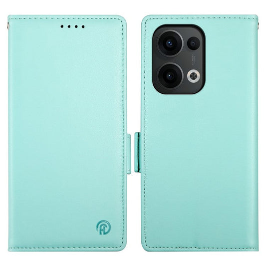 DF-010 For Oppo Reno13 Pro 5G Stand Case PU Leather Wallet Phone Cover - Mint Green