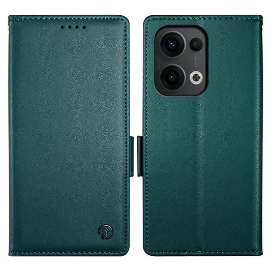 DF-010 For Oppo Reno13 Pro 5G Stand Case PU Leather Wallet Phone Cover - Blackish Green