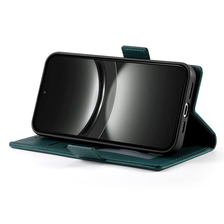 DF-010 For Oppo Reno13 Pro 5G Stand Case PU Leather Wallet Phone Cover - Blackish Green