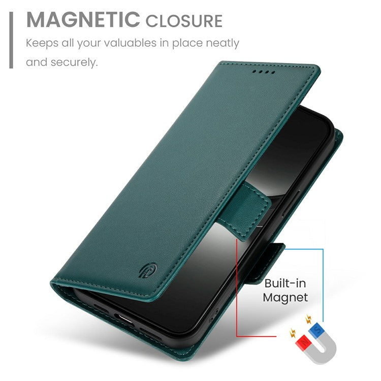 DF-010 For Oppo Reno13 Pro 5G Stand Case PU Leather Wallet Phone Cover - Blackish Green