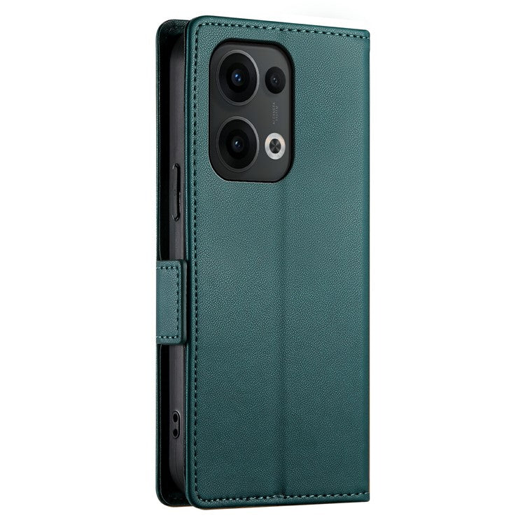 DF-010 For Oppo Reno13 Pro 5G Stand Case PU Leather Wallet Phone Cover - Blackish Green