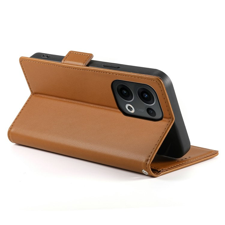 DF-010 For Oppo Reno13 Pro 5G Stand Case PU Leather Wallet Phone Cover - Brown