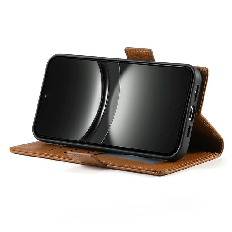 DF-010 For Oppo Reno13 Pro 5G Stand Case PU Leather Wallet Phone Cover - Brown