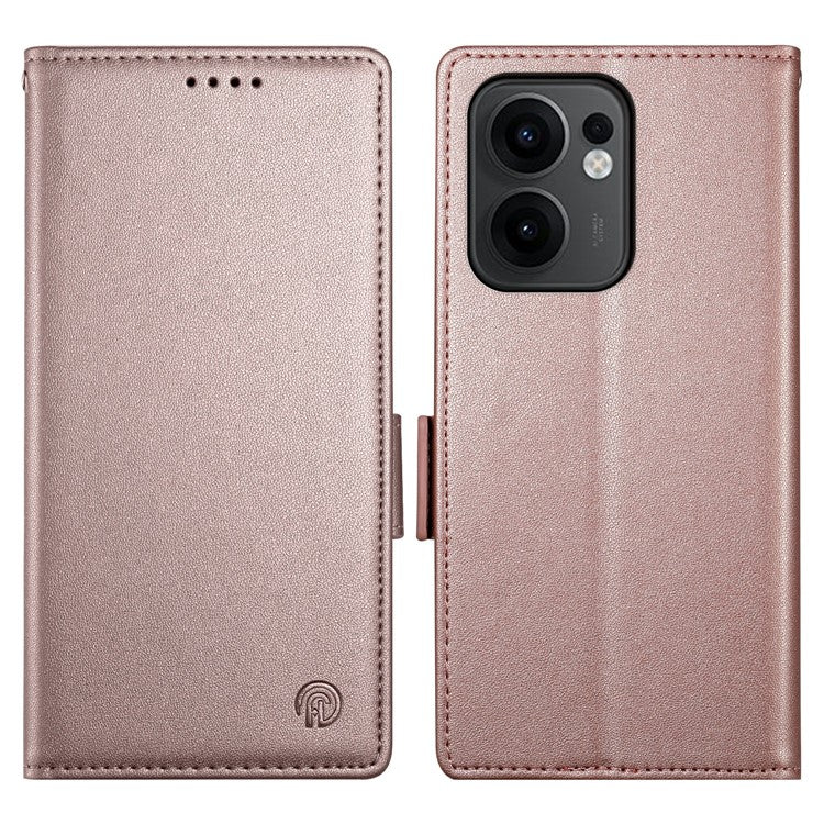 For Oppo Reno13 F 5G Stand Case PU Leather Wallet Phone Cover - Rose Gold