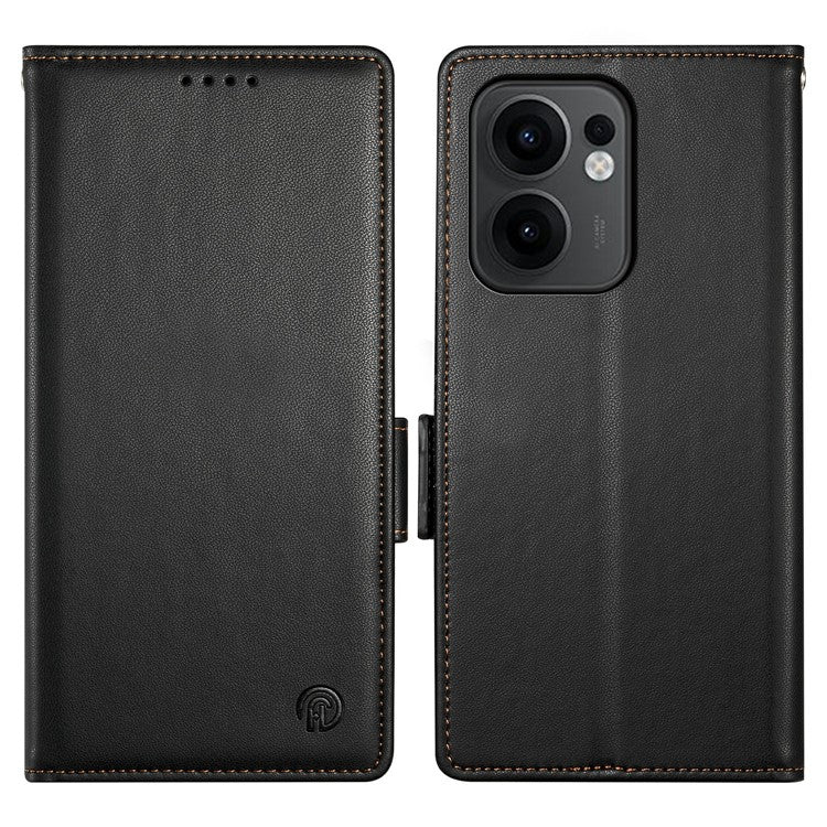 For Oppo Reno13 F 5G Stand Case PU Leather Wallet Phone Cover - Black