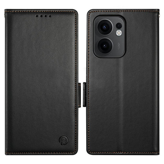 For Oppo Reno13 F 5G Stand Case PU Leather Wallet Phone Cover - Black