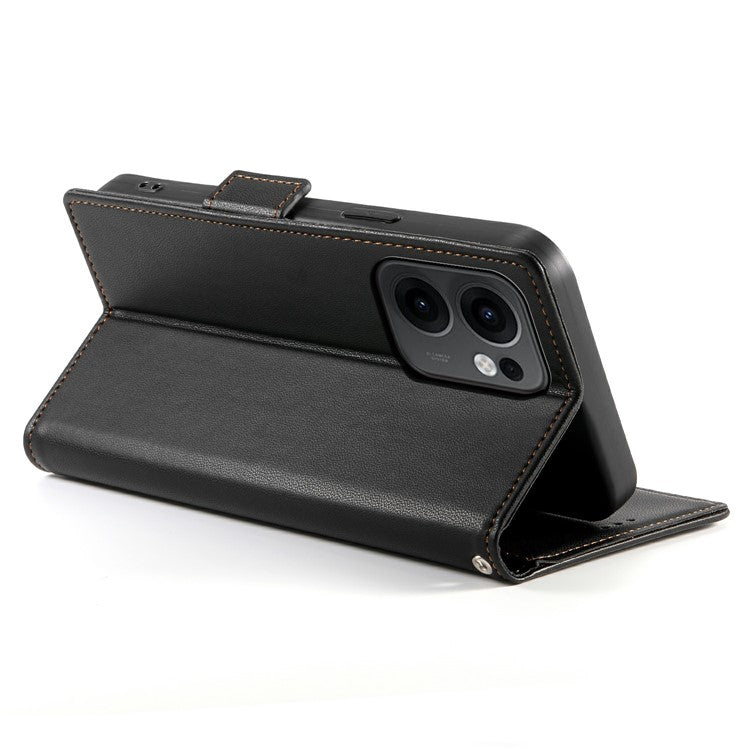 For Oppo Reno13 F 5G Stand Case PU Leather Wallet Phone Cover - Black