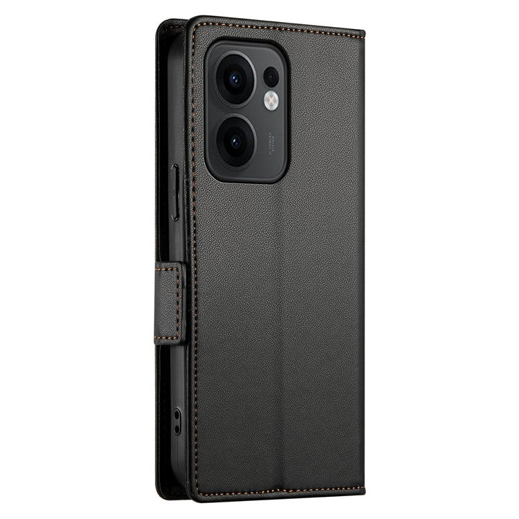 For Oppo Reno13 F 5G Stand Case PU Leather Wallet Phone Cover - Black