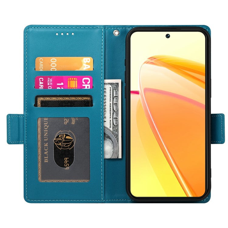 For Oppo Reno13 F 5G Stand Case PU Leather Wallet Phone Cover - Blue