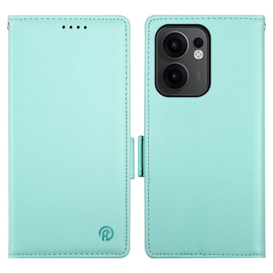 For Oppo Reno13 F 5G Stand Case PU Leather Wallet Phone Cover - Mint Green