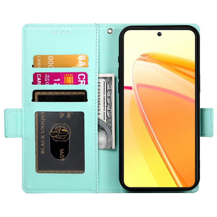 For Oppo Reno13 F 5G Stand Case PU Leather Wallet Phone Cover - Mint Green