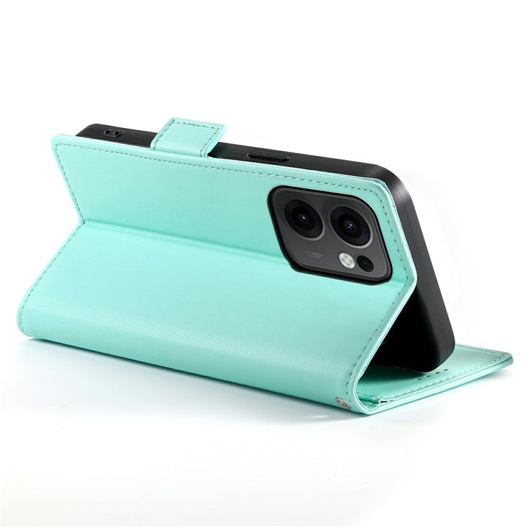 For Oppo Reno13 F 5G Stand Case PU Leather Wallet Phone Cover - Mint Green