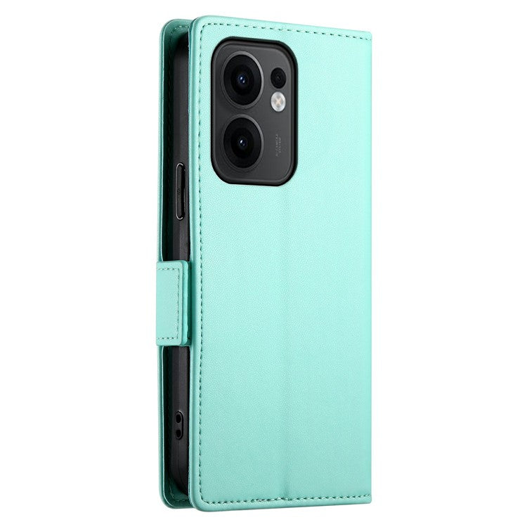 For Oppo Reno13 F 5G Stand Case PU Leather Wallet Phone Cover - Mint Green