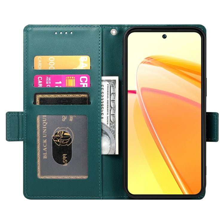 For Oppo Reno13 F 5G Stand Case PU Leather Wallet Phone Cover - Blackish Green