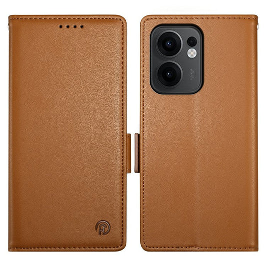 For Oppo Reno13 F 5G Stand Case PU Leather Wallet Phone Cover - Brown