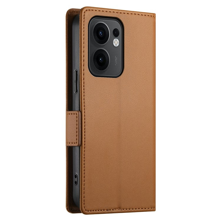 For Oppo Reno13 F 5G Stand Case PU Leather Wallet Phone Cover - Brown