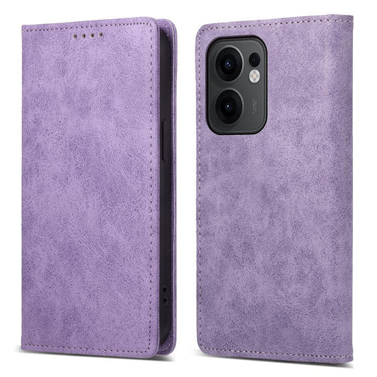 For Oppo Reno13 F 5G Wallet Case RFID Blocking PU Leather Phone Cover - Purple