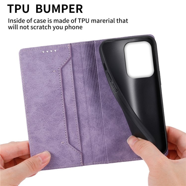 For Oppo Reno13 F 5G Wallet Case RFID Blocking PU Leather Phone Cover - Purple
