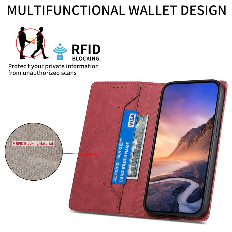 For Oppo Reno13 F 5G Wallet Case RFID Blocking PU Leather Phone Cover - Red