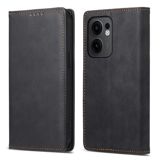 For Oppo Reno13 F 5G Wallet Case RFID Blocking PU Leather Phone Cover - Black