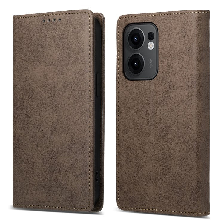 For Oppo Reno13 F 5G Wallet Case RFID Blocking PU Leather Phone Cover - Brown