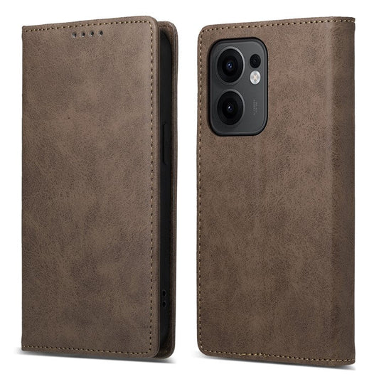 For Oppo Reno13 F 5G Wallet Case RFID Blocking PU Leather Phone Cover - Brown