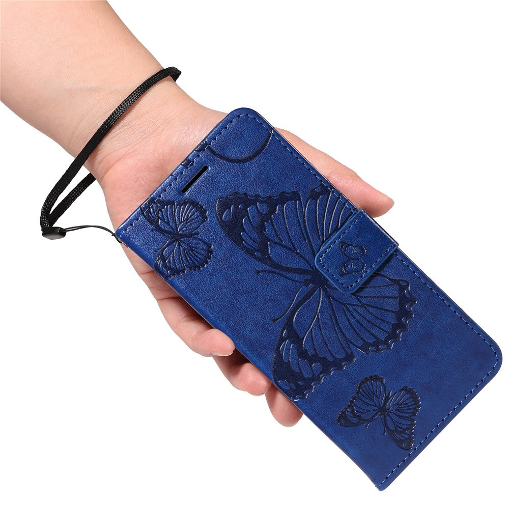 For Oppo Reno13 5G (Global) Wallet Case Floral Butterfly Imprinted Leather Phone Cover Stand - Blue