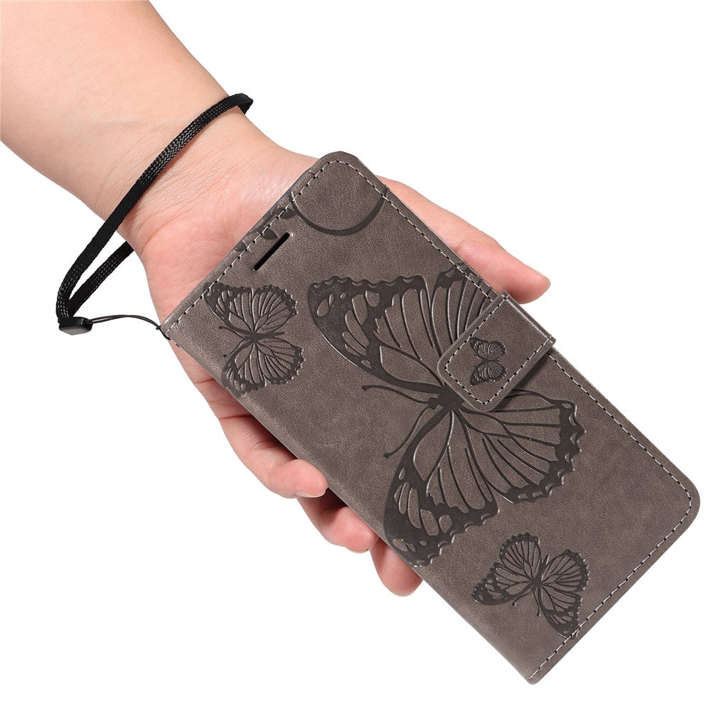 For Oppo Reno13 5G (Global) Wallet Case Floral Butterfly Imprinted Leather Phone Cover Stand - Grey
