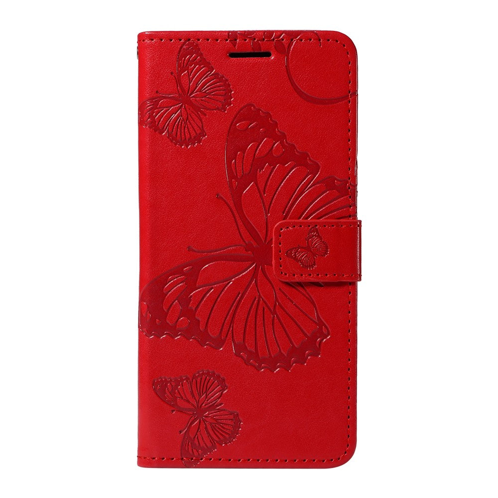 For Oppo Reno13 5G (Global) Wallet Case Floral Butterfly Imprinted Leather Phone Cover Stand - Red