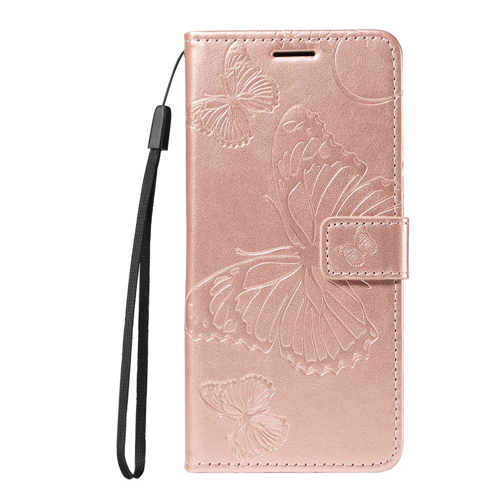For Oppo Reno13 5G (Global) Wallet Case Floral Butterfly Imprinted Leather Phone Cover Stand -  Rose Gold