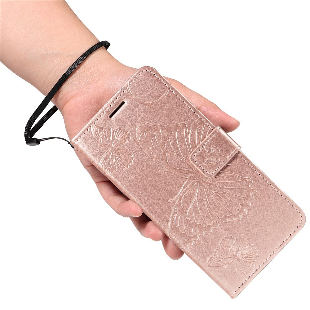 For Oppo Reno13 5G (Global) Wallet Case Floral Butterfly Imprinted Leather Phone Cover Stand -  Rose Gold