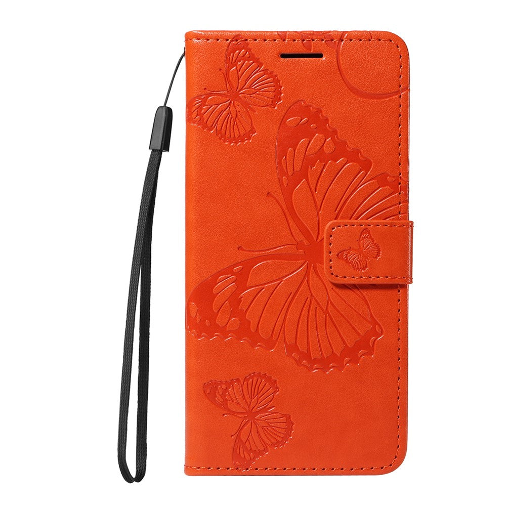 For Oppo Reno13 Pro 5G Wallet Case Floral Butterfly Imprinted Leather Phone Cover Stand - Orange