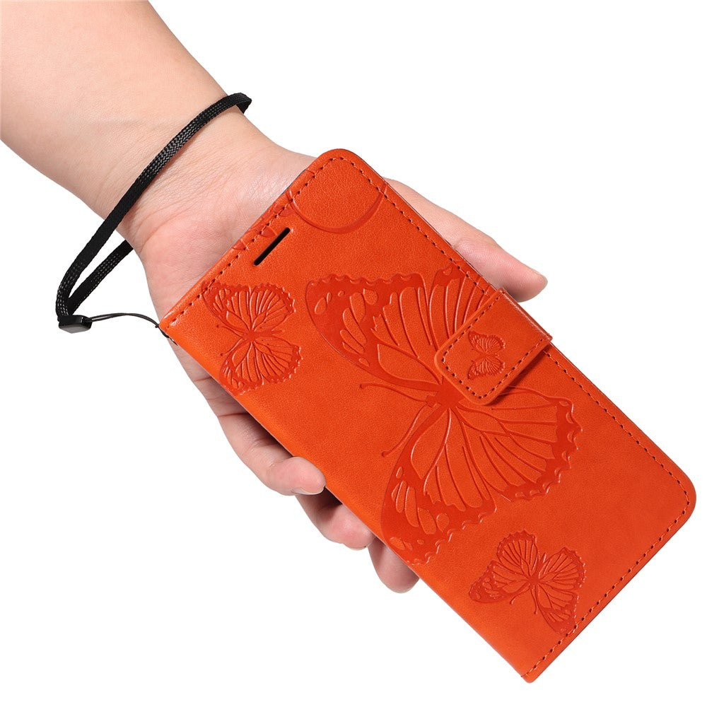 For Oppo Reno13 Pro 5G Wallet Case Floral Butterfly Imprinted Leather Phone Cover Stand - Orange