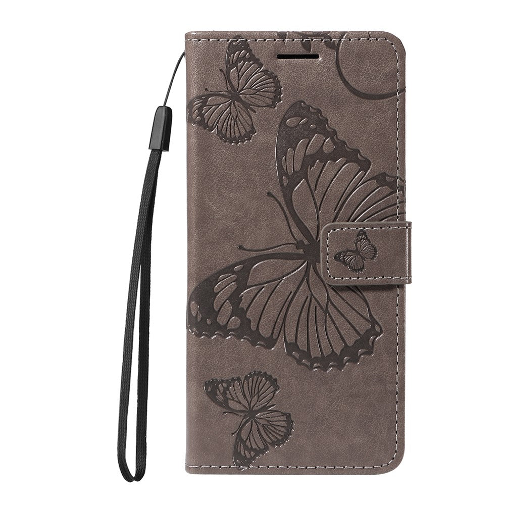 For Oppo Reno13 Pro 5G Wallet Case Floral Butterfly Imprinted Leather Phone Cover Stand - Grey