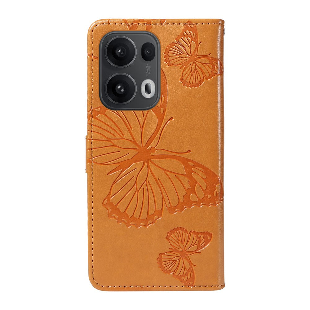 For Oppo Reno13 Pro 5G Wallet Case Floral Butterfly Imprinted Leather Phone Cover Stand -  Yellow