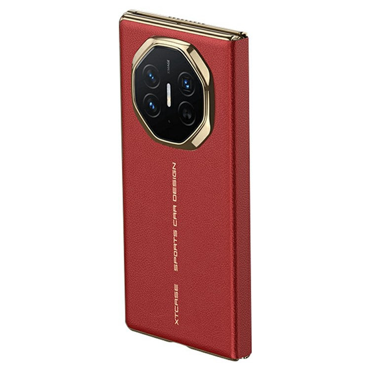 GKK For Huawei Mate XT Ultimate Case Leather Flip Phone Cover with Kickstand / View Window - Red