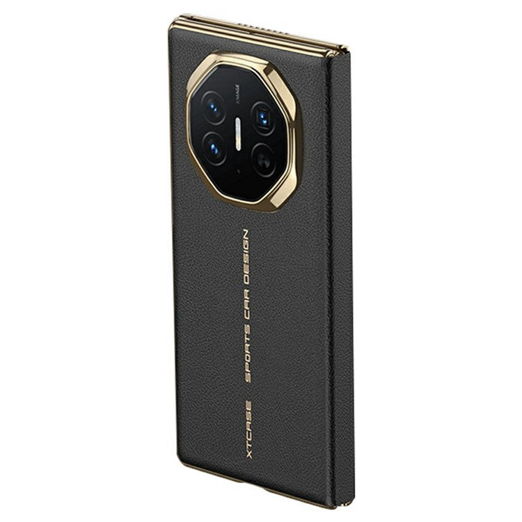 GKK For Huawei Mate XT Ultimate Case Leather Flip Phone Cover with Kickstand / View Window - Black