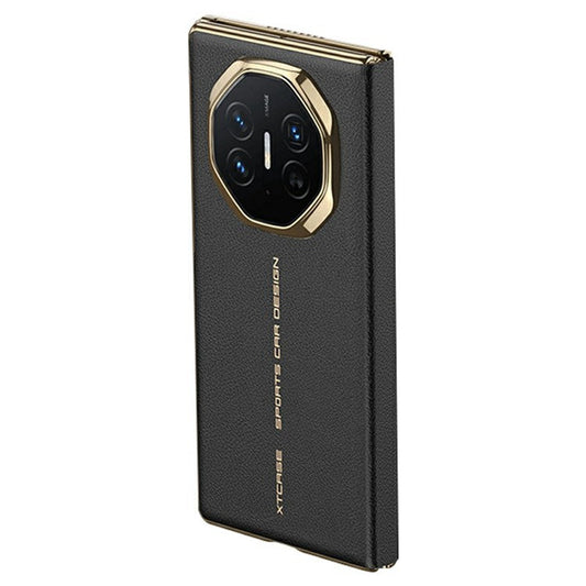 GKK For Huawei Mate XT Ultimate Case Leather Flip Phone Cover with Kickstand / View Window - Black