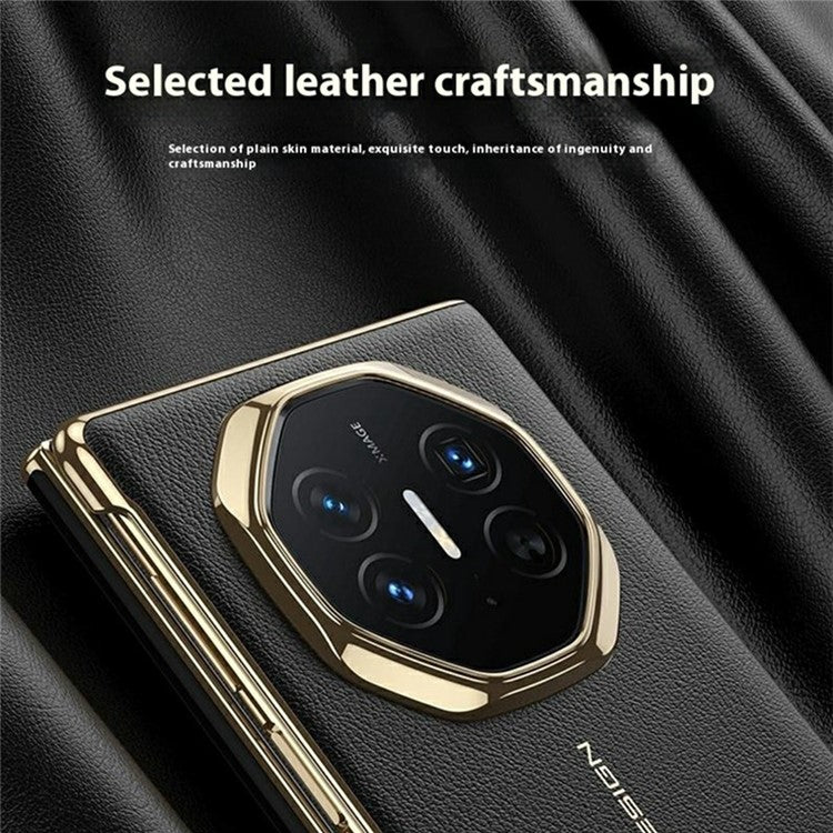 GKK For Huawei Mate XT Ultimate Case Leather Flip Phone Cover with Kickstand / View Window - Black