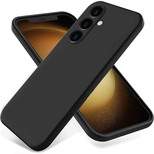 For Samsung Galaxy M14 4G Case Liquid Silicone Phone Back Cover with Hand Strap - Black