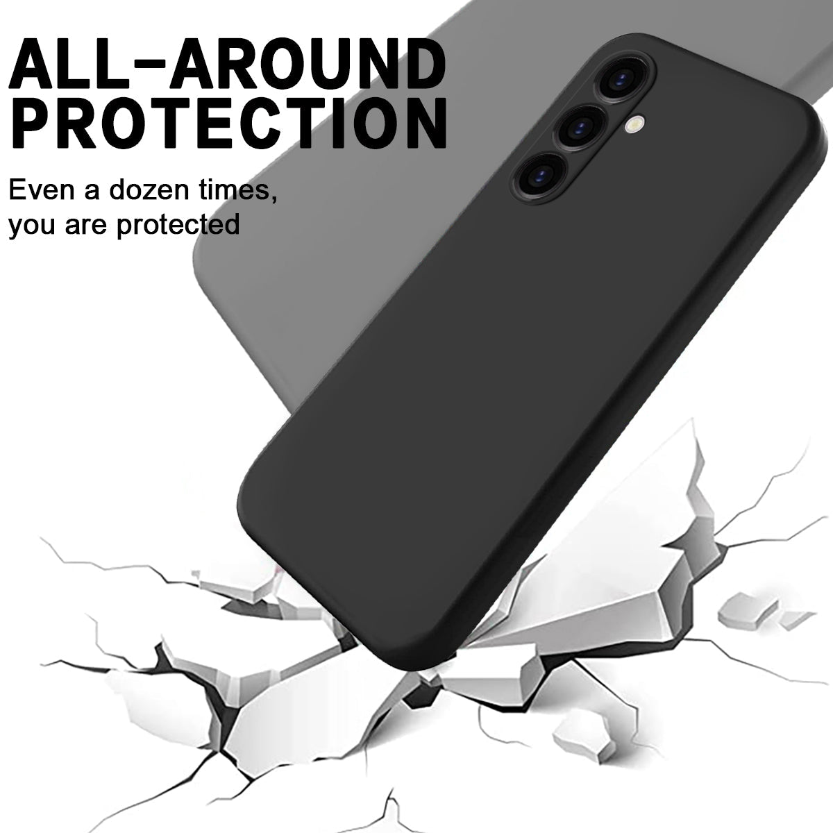 For Samsung Galaxy M14 4G Case Liquid Silicone Phone Back Cover with Hand Strap - Black