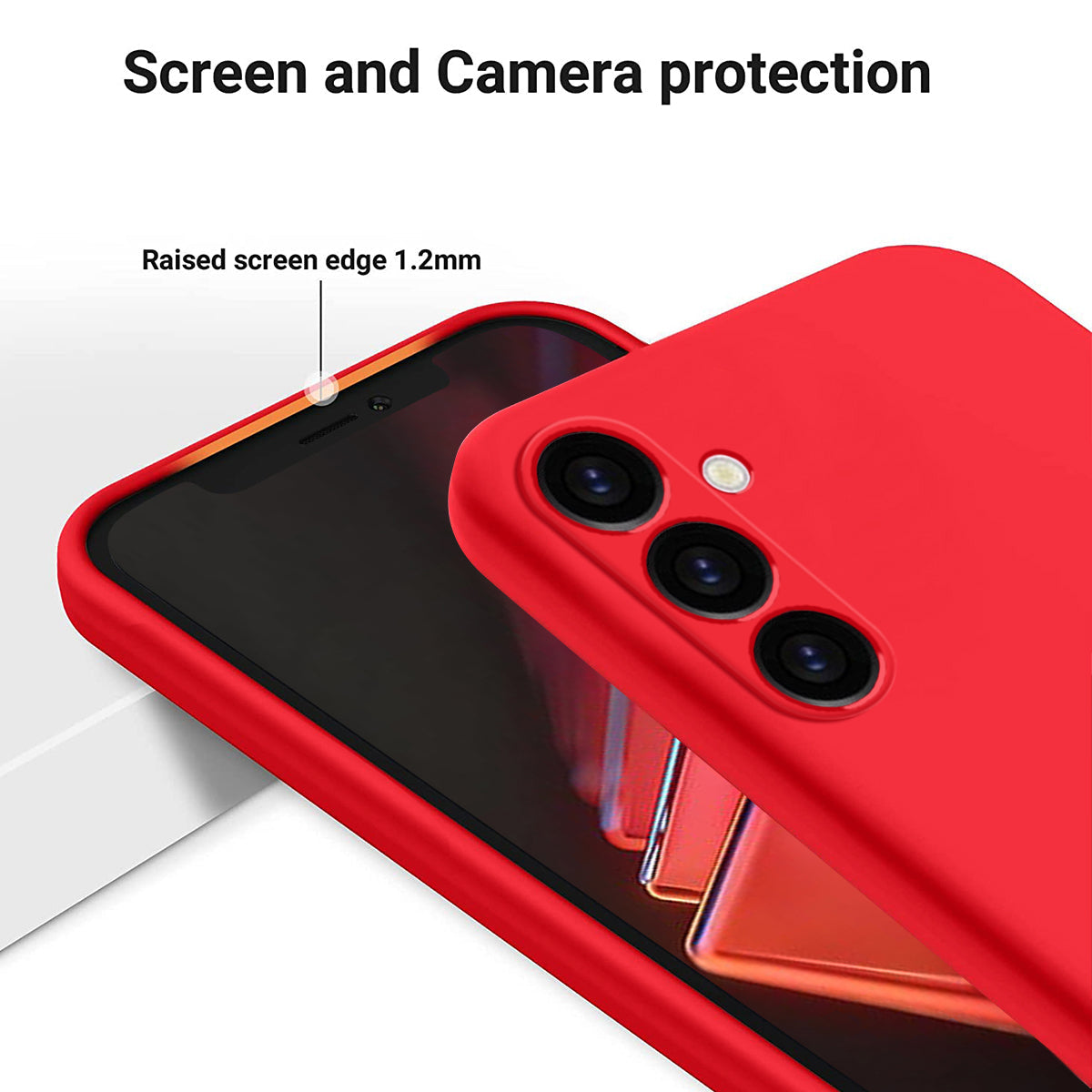 For Samsung Galaxy M14 4G Case Liquid Silicone Phone Back Cover with Hand Strap - Red
