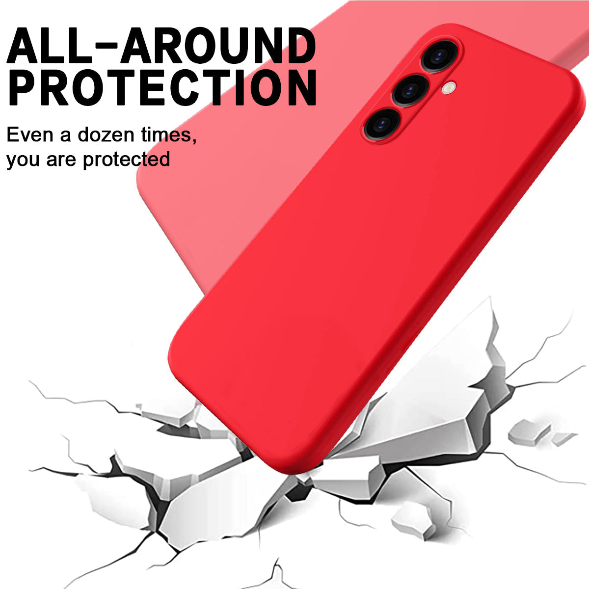 For Samsung Galaxy M14 4G Case Liquid Silicone Phone Back Cover with Hand Strap - Red