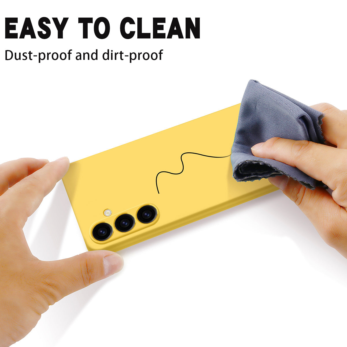 For Samsung Galaxy M14 4G Case Liquid Silicone Phone Back Cover with Hand Strap - Yellow