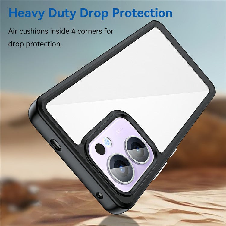 For Oppo Reno13 F 5G Case TPU + Acrylic Protective Clear Phone Cover - Black