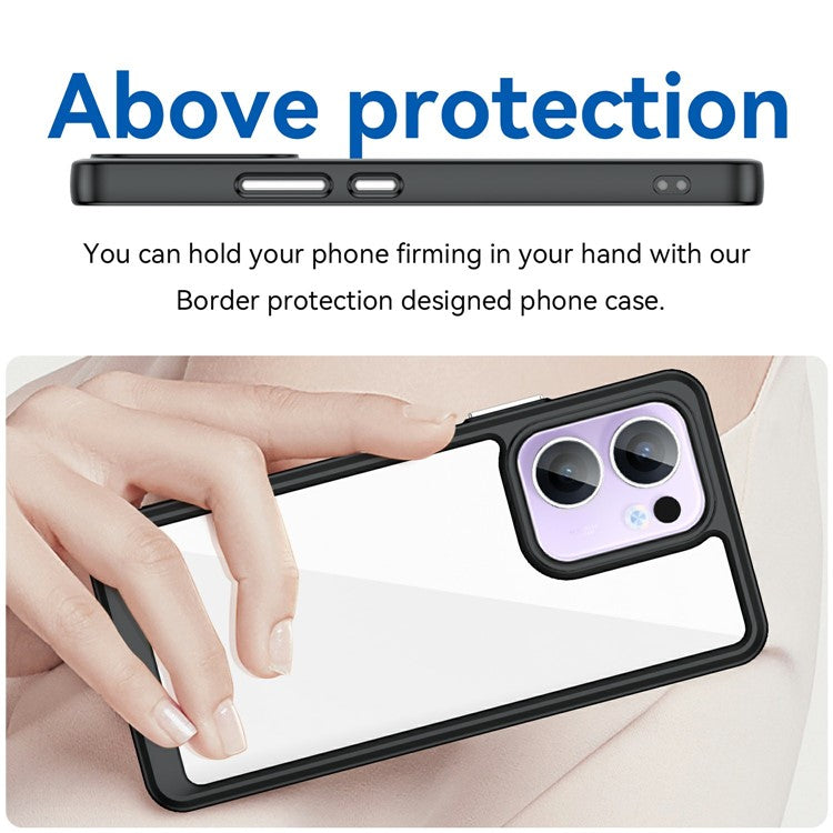 For Oppo Reno13 F 5G Case TPU + Acrylic Protective Clear Phone Cover - Black