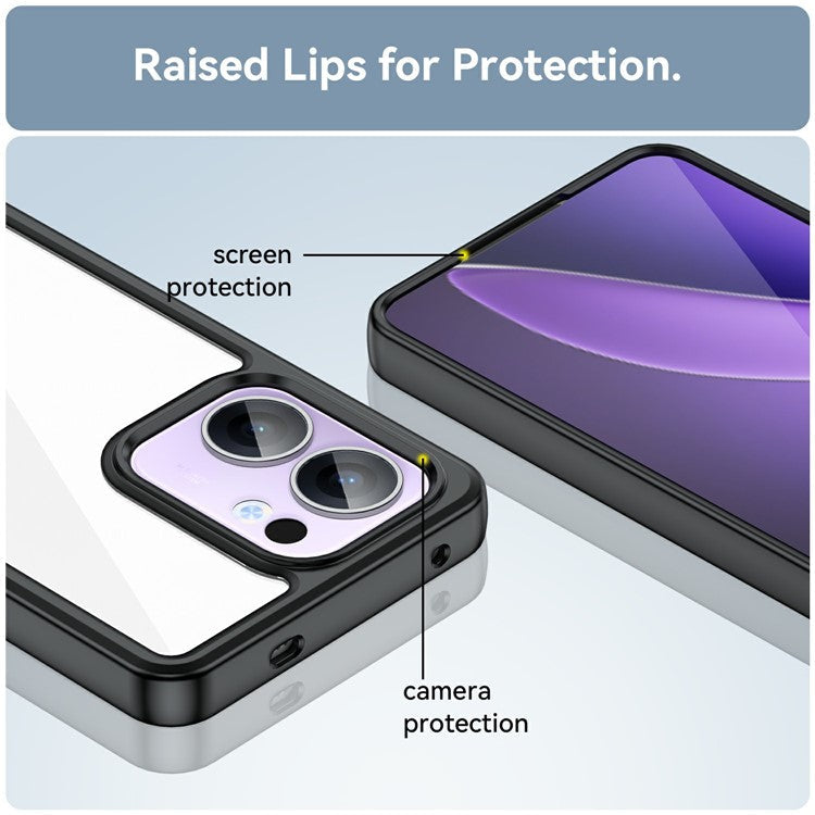 For Oppo Reno13 F 5G Case TPU + Acrylic Protective Clear Phone Cover - Black