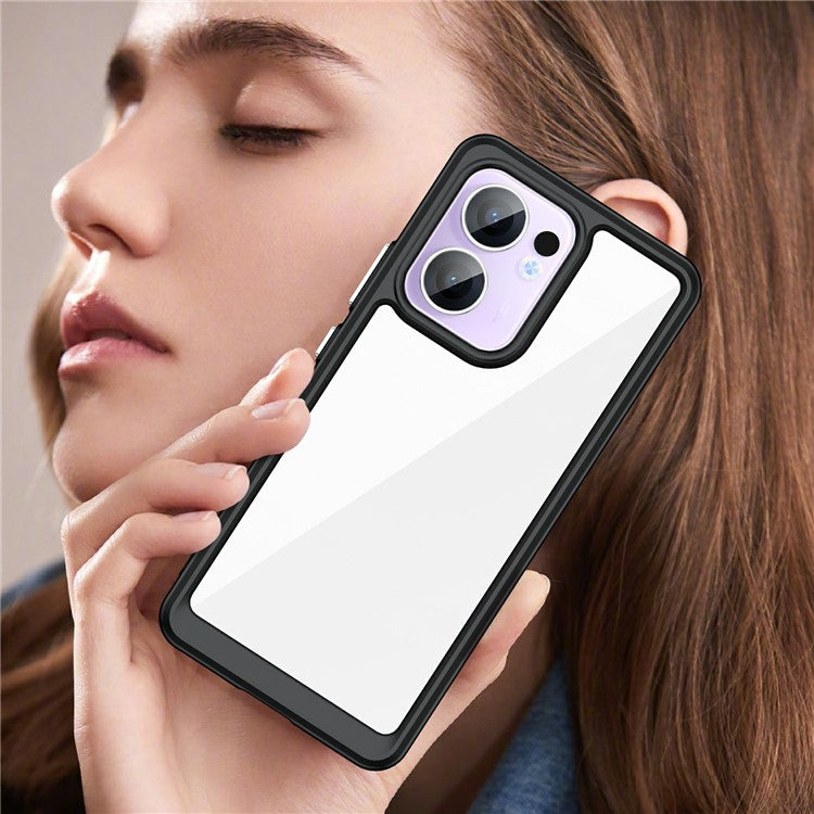 For Oppo Reno13 F 5G Case TPU + Acrylic Protective Clear Phone Cover - Black