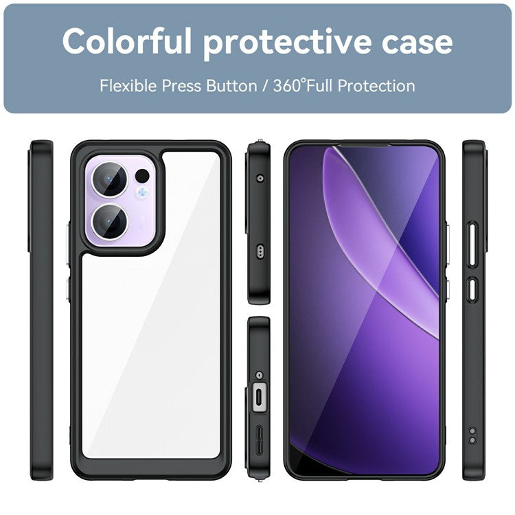 For Oppo Reno13 F 5G Case TPU + Acrylic Protective Clear Phone Cover - Black